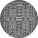 Round Machine Washable Southwestern Gray Country Rug, wshabs304gry