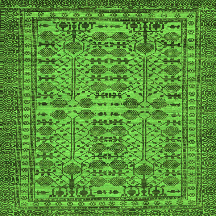 Square Machine Washable Southwestern Green Country Area Rugs, wshabs304grn