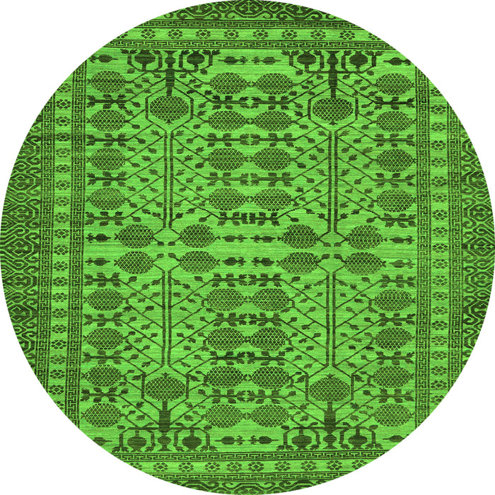 Round Southwestern Green Country Rug, abs304grn