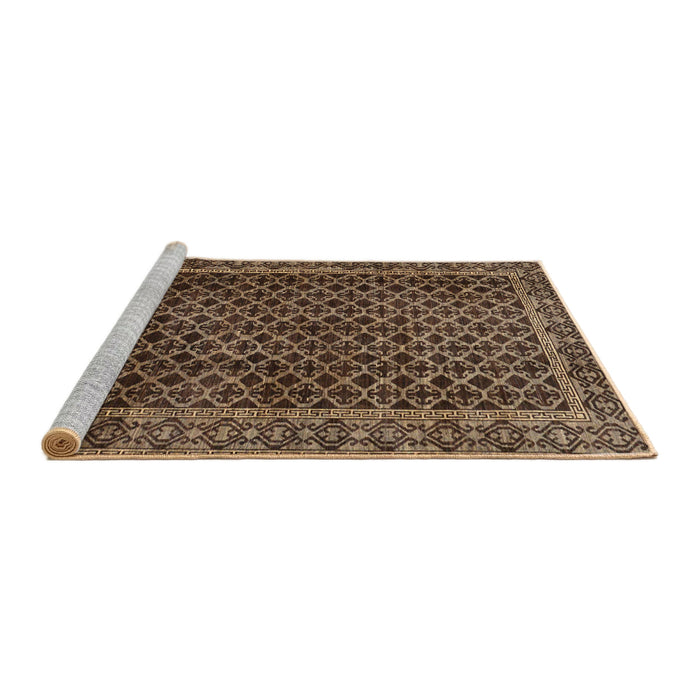 Sideview of Machine Washable Abstract Bakers Brown Rug, wshabs305