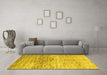 Machine Washable Abstract Yellow Modern Rug in a Living Room, wshabs3050yw