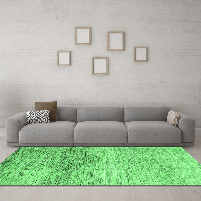 Machine Washable Abstract Emerald Green Modern Area Rugs in a Living Room,, wshabs3050emgrn