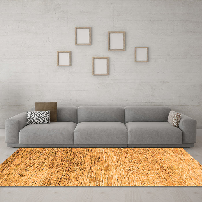 Machine Washable Abstract Orange Modern Area Rugs in a Living Room, wshabs3050org