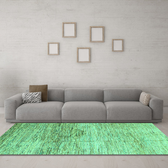 Machine Washable Abstract Turquoise Modern Area Rugs in a Living Room,, wshabs3050turq