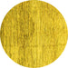 Round Abstract Yellow Modern Rug, abs3050yw