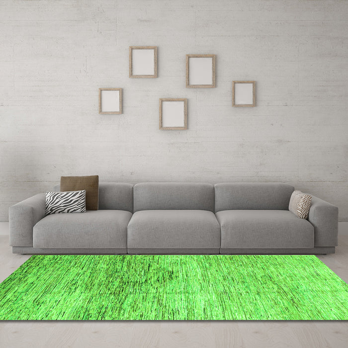 Machine Washable Abstract Green Modern Area Rugs in a Living Room,, wshabs3050grn
