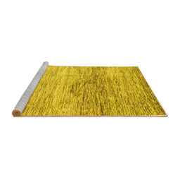 Sideview of Machine Washable Abstract Yellow Modern Rug, wshabs3050yw