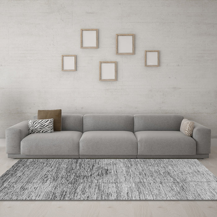 Machine Washable Abstract Gray Modern Rug in a Living Room,, wshabs3050gry