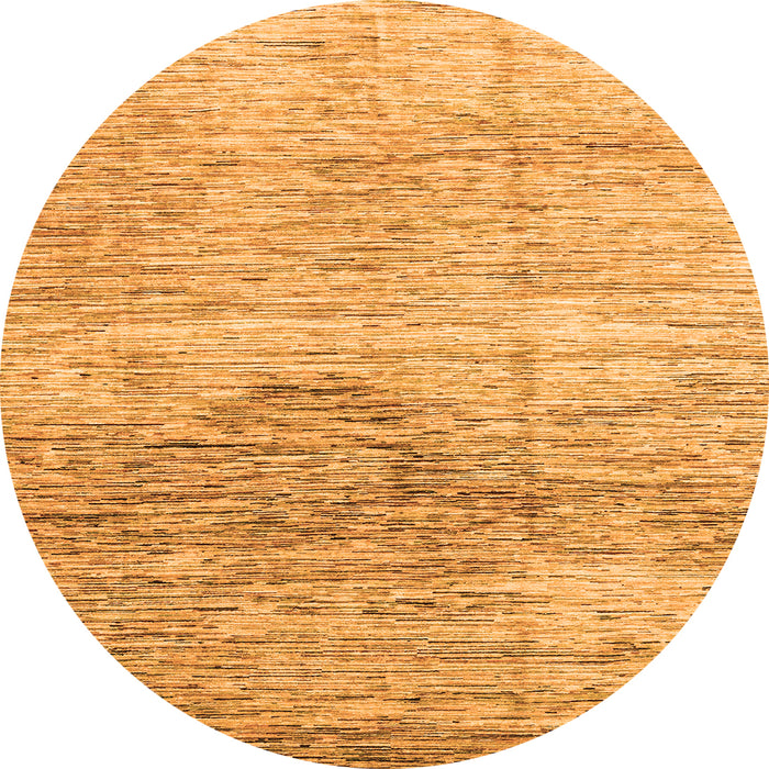 Round Machine Washable Abstract Orange Modern Area Rugs, wshabs3050org