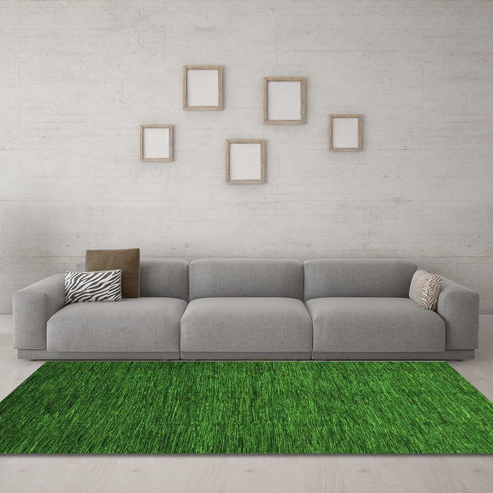 Machine Washable Abstract Green Modern Area Rugs in a Living Room,, wshabs3051grn