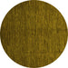 Round Machine Washable Abstract Yellow Modern Rug, wshabs3051yw