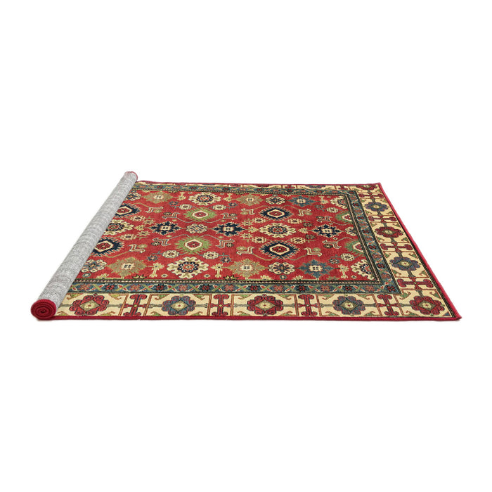Sideview of Machine Washable Abstract Red Rug, wshabs3052