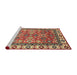 Sideview of Machine Washable Abstract Red Rug, wshabs3052