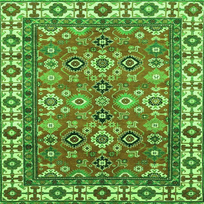 Square Machine Washable Oriental Green Traditional Area Rugs, wshabs3052grn