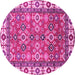 Round Oriental Pink Traditional Rug, abs3052pnk