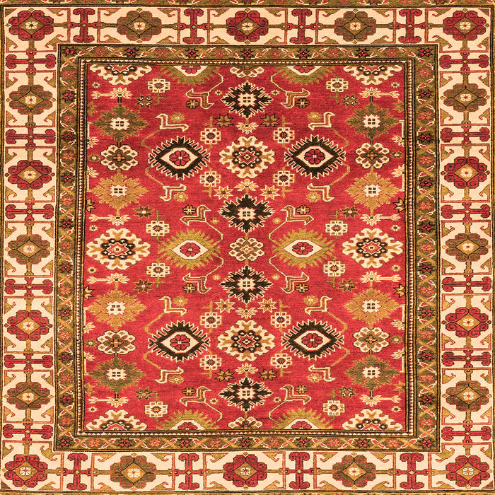 Square Machine Washable Oriental Orange Traditional Area Rugs, wshabs3052org