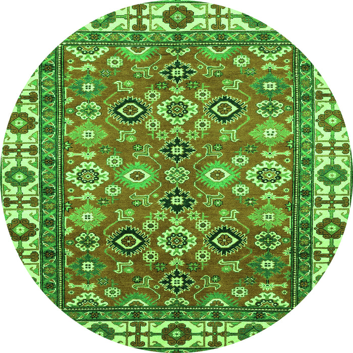 Round Oriental Green Traditional Rug, abs3052grn