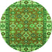 Round Oriental Green Traditional Rug, abs3052grn