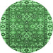 Round Oriental Emerald Green Traditional Rug, abs3052emgrn