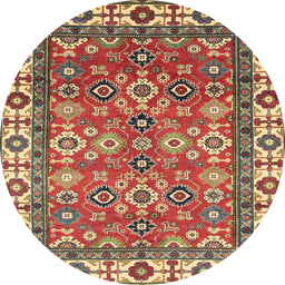 Round Machine Washable Abstract Red Rug, wshabs3052