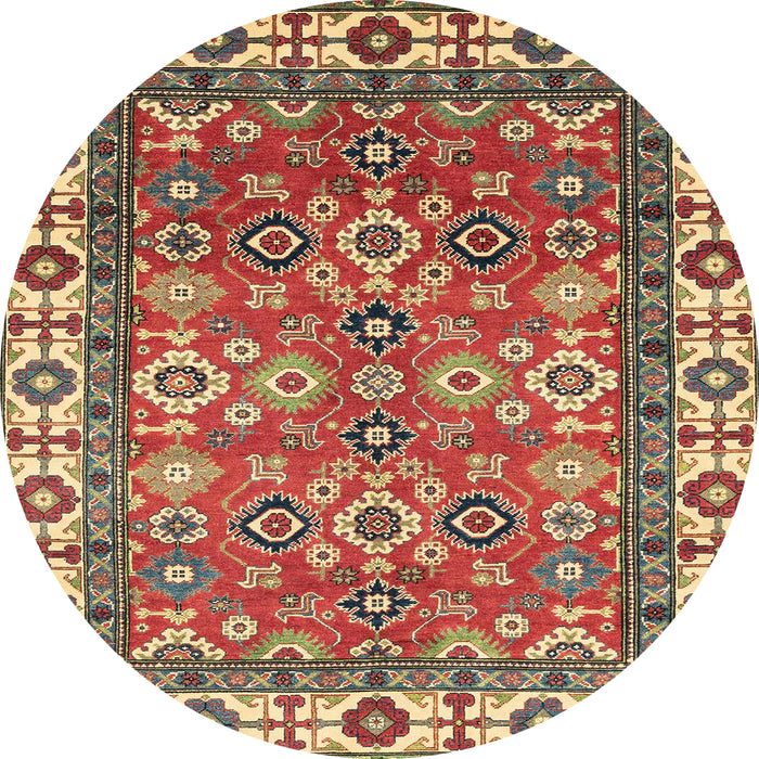 Round Machine Washable Abstract Red Rug, wshabs3052