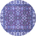 Round Machine Washable Oriental Blue Traditional Rug, wshabs3052blu