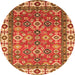 Round Oriental Orange Traditional Rug, abs3052org