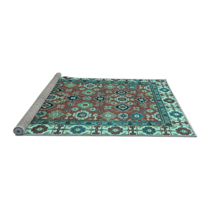 Sideview of Machine Washable Oriental Light Blue Traditional Rug, wshabs3052lblu