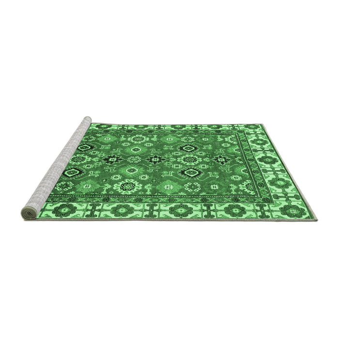Sideview of Machine Washable Oriental Emerald Green Traditional Area Rugs, wshabs3052emgrn