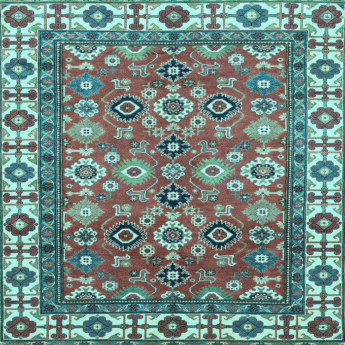 Square Machine Washable Oriental Light Blue Traditional Rug, wshabs3052lblu