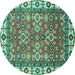 Round Oriental Turquoise Traditional Rug, abs3052turq