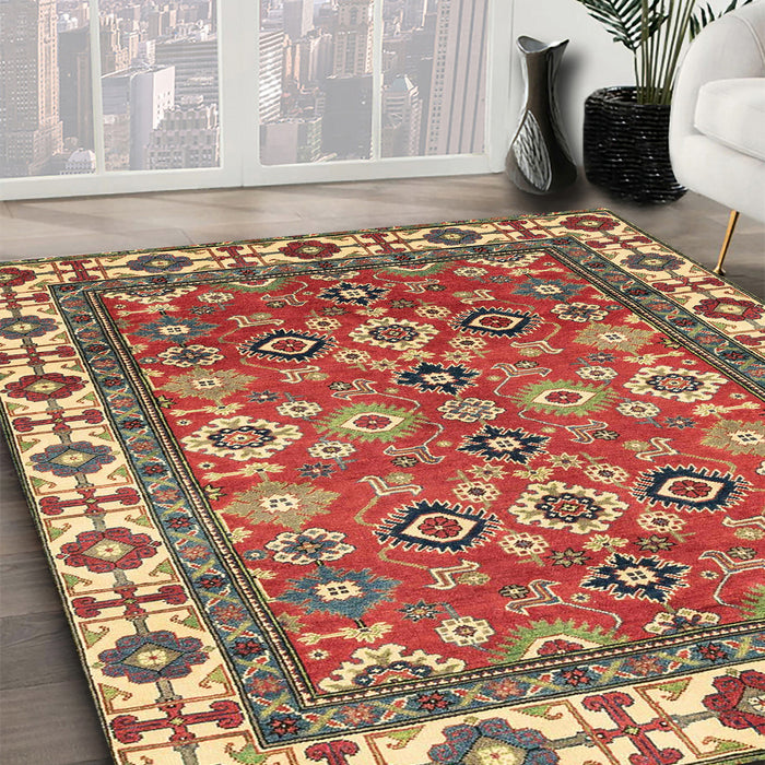 Abstract Red Oriental Rug in Family Room, abs3052