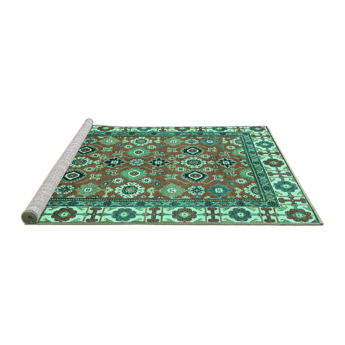 Sideview of Machine Washable Oriental Turquoise Traditional Area Rugs, wshabs3052turq