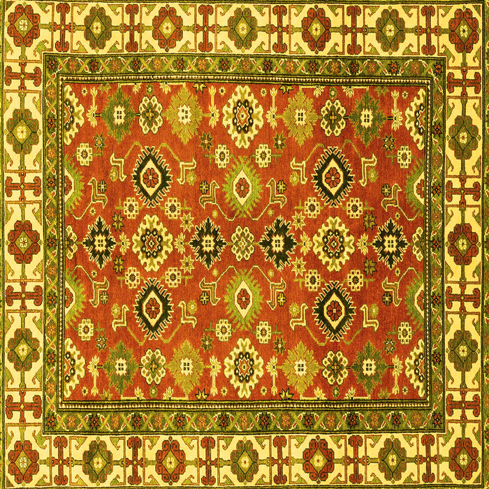 Square Machine Washable Oriental Yellow Traditional Rug, wshabs3052yw
