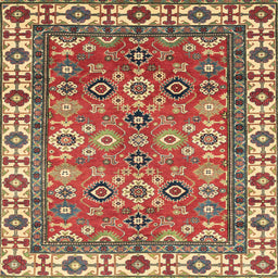Square Machine Washable Abstract Red Rug, wshabs3052