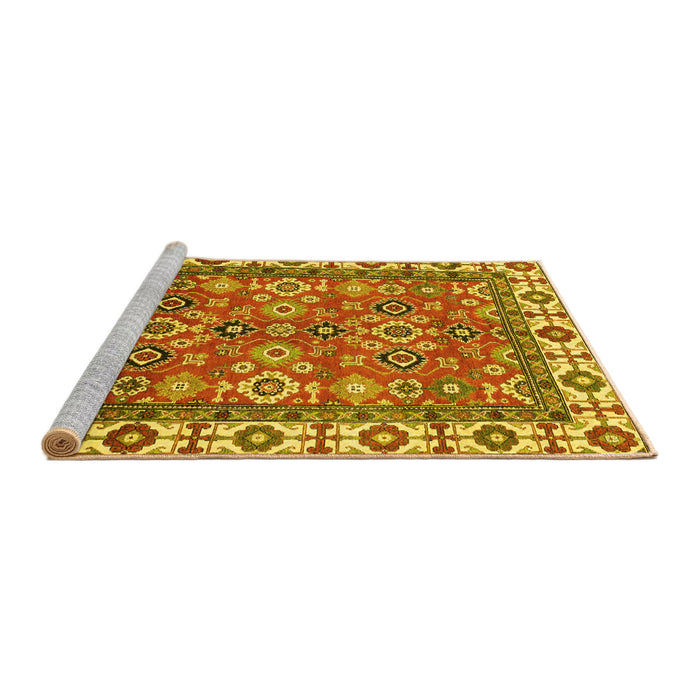 Sideview of Machine Washable Oriental Yellow Traditional Rug, wshabs3052yw