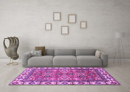 Machine Washable Oriental Purple Traditional Area Rugs in a Living Room, wshabs3052pur