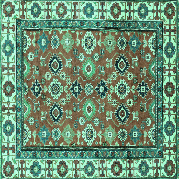Square Oriental Turquoise Traditional Rug, abs3052turq