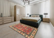 Abstract Red Oriental Rug in a Bedroom, abs3052