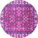 Round Machine Washable Oriental Purple Traditional Area Rugs, wshabs3052pur