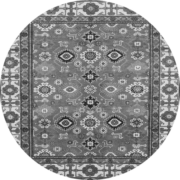 Round Machine Washable Oriental Gray Traditional Rug, wshabs3052gry