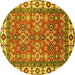 Round Oriental Yellow Traditional Rug, abs3052yw