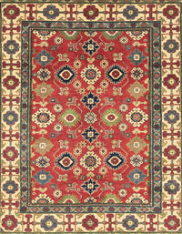 Machine Washable Abstract Red Rug, wshabs3052