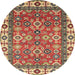 Round Abstract Red Oriental Rug, abs3052