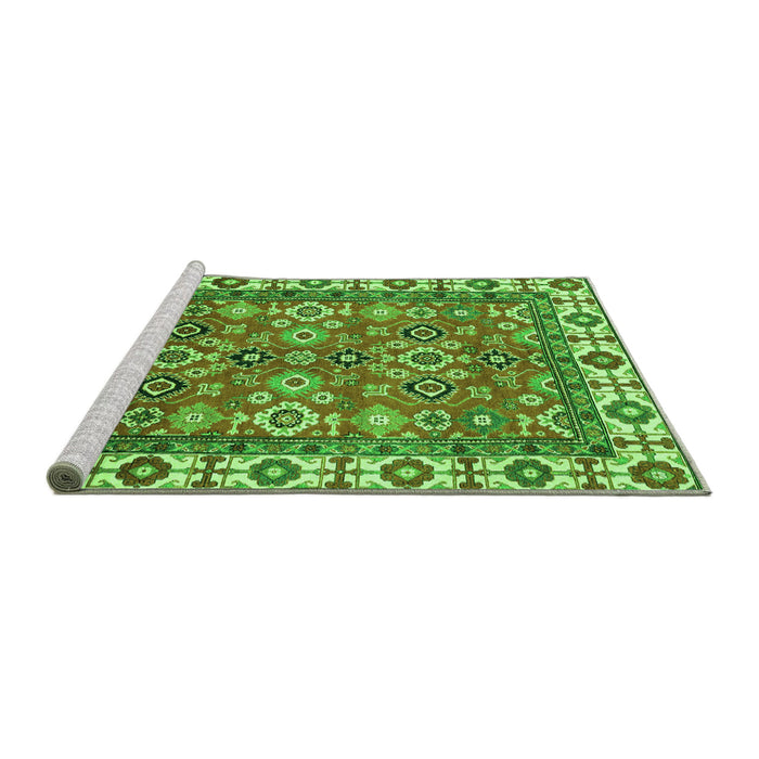 Sideview of Machine Washable Oriental Green Traditional Area Rugs, wshabs3052grn