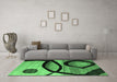 Machine Washable Abstract Emerald Green Modern Area Rugs in a Living Room,, wshabs3053emgrn