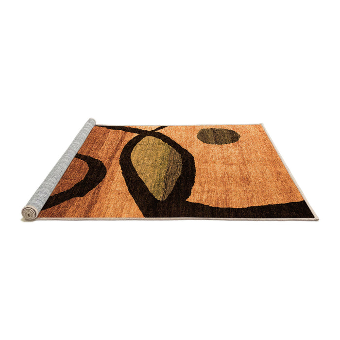 Sideview of Machine Washable Abstract Orange Modern Area Rugs, wshabs3053org