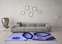 Machine Washable Abstract Blue Modern Rug, wshabs3053blu