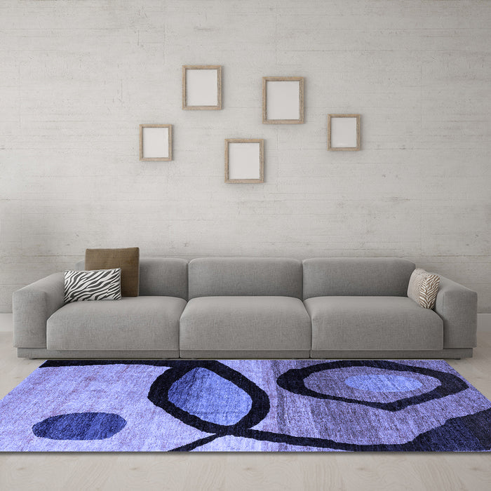 Machine Washable Abstract Blue Modern Rug in a Living Room, wshabs3053blu