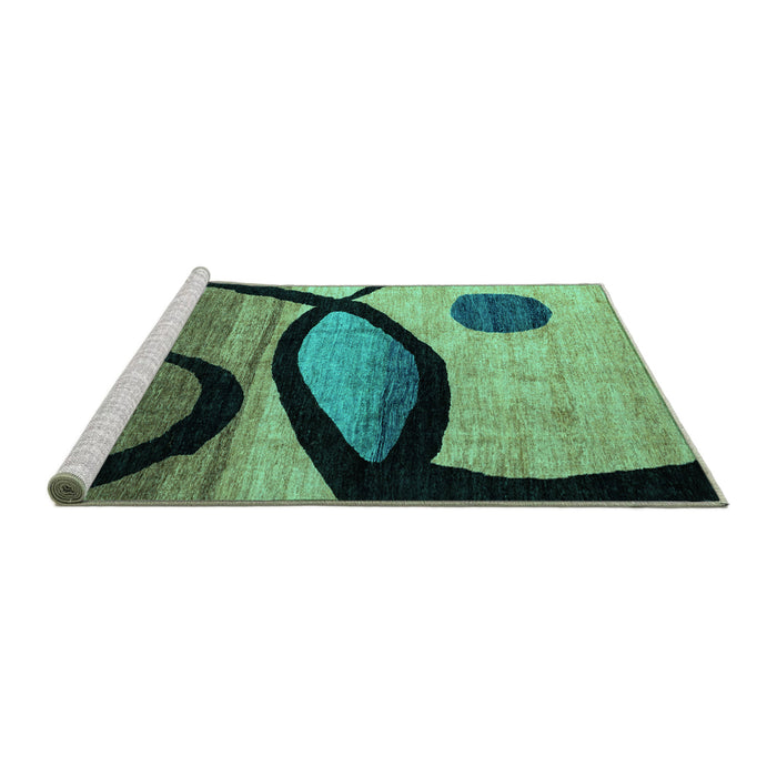 Sideview of Machine Washable Abstract Turquoise Modern Area Rugs, wshabs3053turq